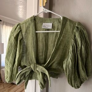 Lisa Marie Fernandez Green Wrap Blouse / size 2